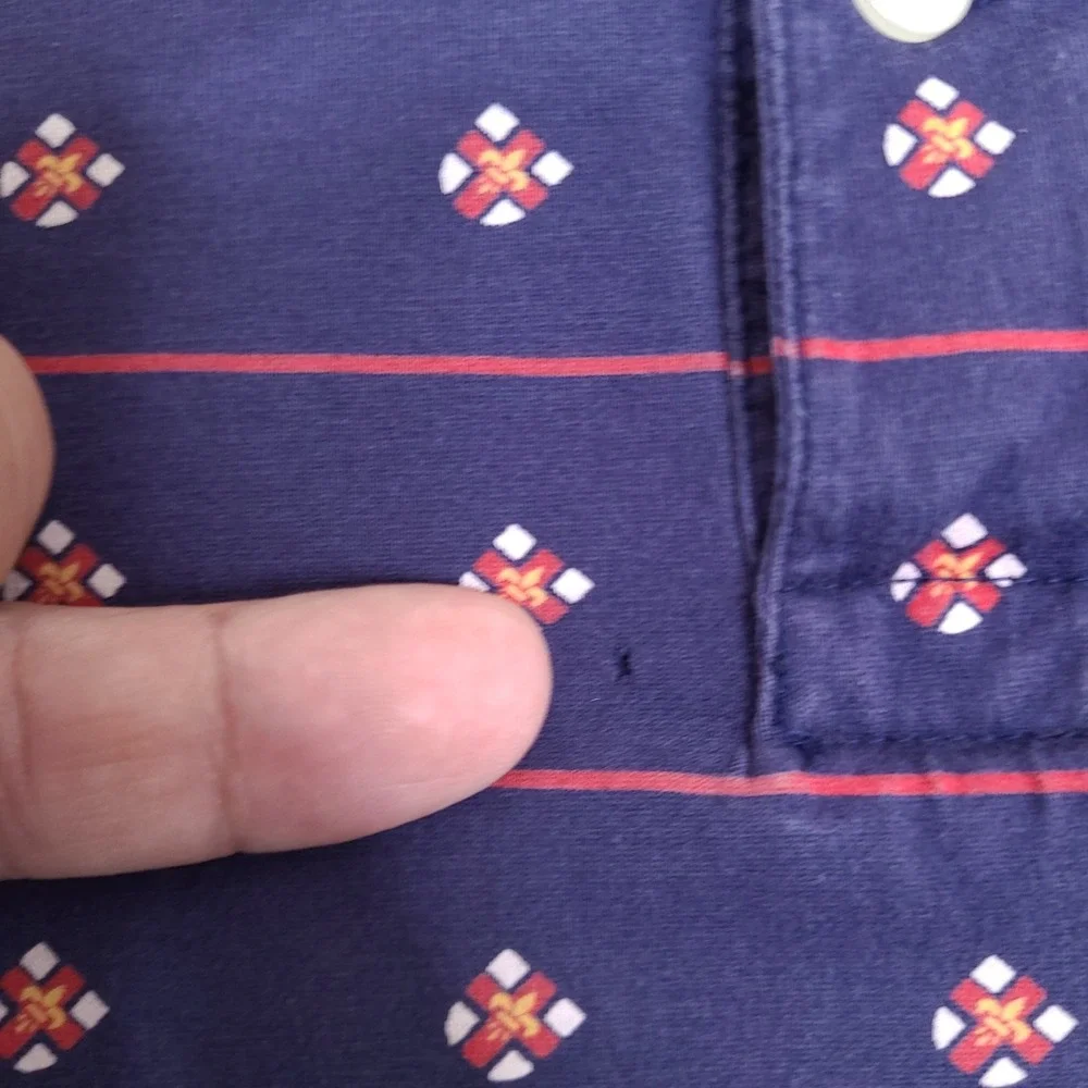 Polo Ralph‎ Lauren Golf Polo Shirt Mens Large Crest Shield Geometric Striped